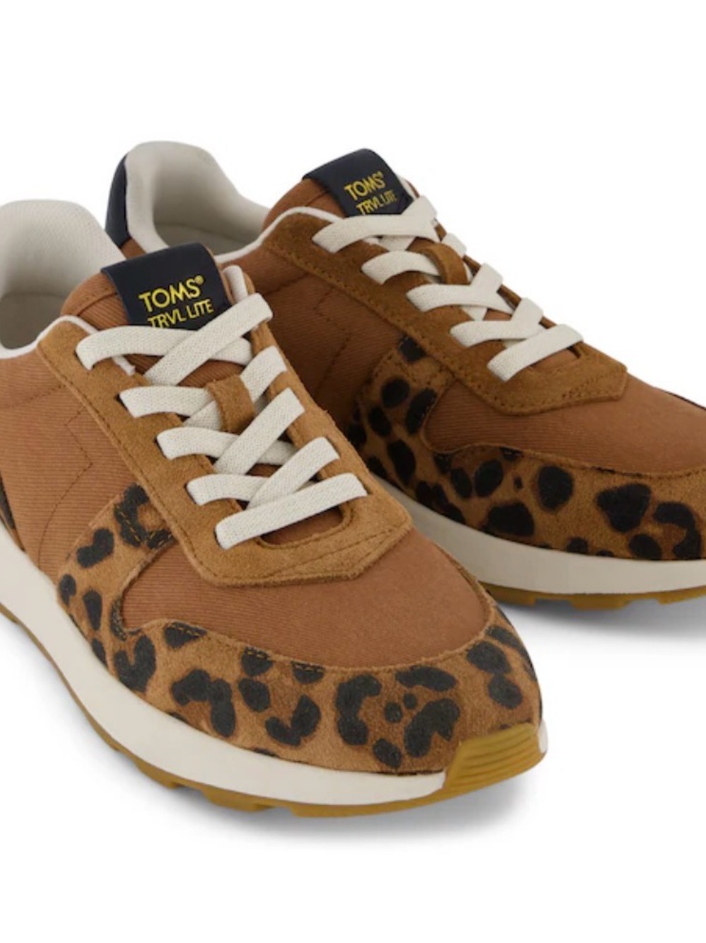 Toms Womens’s Tan and Leopard-Accent Sneakers